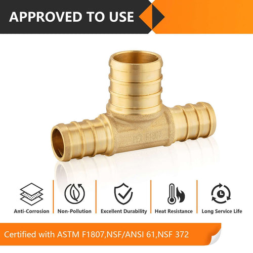 30 Pcs PEX-B Crimp 1/2" PEX x 1/2" PEX x 3/4" PEX Reducing Tee (Lead Free)