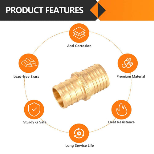 PEX-B Crimp 3/4-Inch Pex x 3/4-Inch PB Transition Brass Pex Coupling (Lead Free)