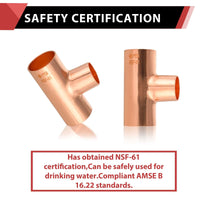 1" x 1" x 3/4" Copper Reducing Tee