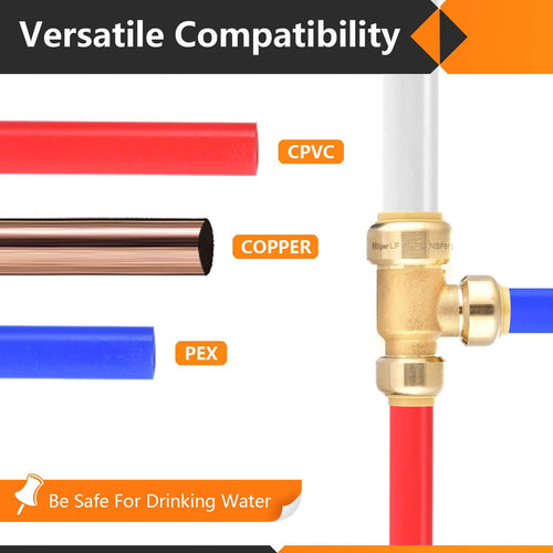 30 Pcs 3/4" x 1/2" x 3/4" Push Fit Tee