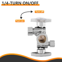 5/8" ODx 3/8" OD Compr. x 1/4" OD Compr. Dual Stop Valve, 1/4 Turn (Lead Free) Plumbingsell