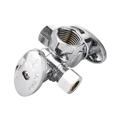 1/2" FIP x 3/8" OD Compr. x 3/8" OD Compr. Dual Stop Valve, 1/4 Turn (Lead Free)