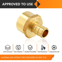 PEX-B Crimp 1/2" PEX x 3/4" Female Threaded Adapter (Lead Free) Plumbingsell