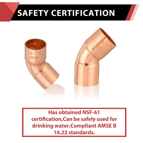 10 Pcs 1-1/2" 45º Copper Elbow at Wholesale Price
