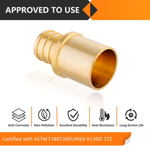 30 Pcs PEX-B Crimp 1/2" PEX x 1/2" Male Copper Sweat Adapter (Lead Free)