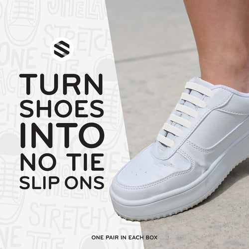 Black Stretchy Tieless Silicone Elastic Shoelaces | 20 Straps The Original Stretchlace