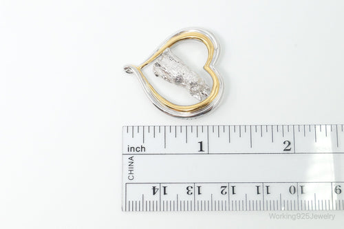 Designer BGE Gold Vermeil Schnauzer Heart Sterling Silver Pendant