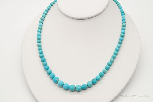 VTG Southwestern Desert Rose Trading Turquoise Bead Sterling Silver Necklace