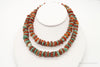 Chunky Vintage Aventurine Carnelian Beaded Necklace 30"