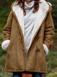 Full Size Pocketed Long Sleeve Hooded Toggle Jacket – Stylish & Functional Outerwear for Women
