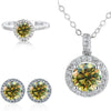 6.5mm Moissanite 925 Sterling Silver Bridal Jewelry Set Ring Earring Pendant