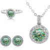 6.5mm Moissanite 925 Sterling Silver Bridal Jewelry Set Ring Earring Pendant