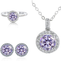 6.5mm Moissanite 925 Sterling Silver Bridal Jewelry Set Ring Earring Pendant