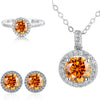 6.5mm Moissanite 925 Sterling Silver Bridal Jewelry Set Ring Earring Pendant