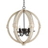 6-Light Wood Chandelier with Adjustable Chain for Kitchen & Entry