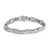 14K White Gold 2-1/2 Cttw Round-Brilliant & Baguette Cut Diamond 7" Alternating Flared Links Tennis Bracelet (H-I Color, SI1-SI2 Clarity)
