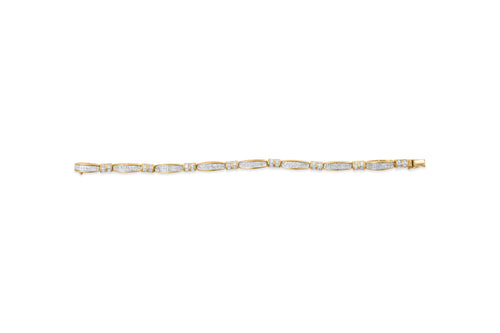14K Yellow Gold Princess and Baguette Cut Diamond Beaded Bracelet (3.00 cttw, H-I Color, SI1-SI2 Clarity)