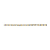 14K Yellow Gold 5.50 Cttw Round and Baguette Diamond Link Bracelet