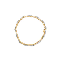 10k Yellow Gold 3.00 Cttw Round-Cut and Baguette-Cut Floral Link 7.25" Bracelet (I-J Color, I1-I2 Clarity)