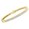 14K Yellow Gold 1-1/10 Cttw Princess & Baguette Cut Diamond 7" Alternating Stone Eternity Tennis Bracelet (G-H Color, VS1-VS2 Clarity)