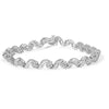 10K White Gold 2.00 Cttw Round-Cut and Baguette-Cut Diamond Floral Design Swirl Link 7" Bracelet (I-J Color, I1-I2 Clarity)