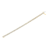 10K Yellow Gold 4.0 Cttw Alternating Baguette & Round Cut Diamond Bezel- & Prong-Set 7" Tennis Bracelet (G-H Color, SI1-SI2 Clarity)