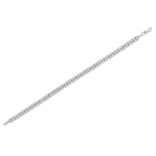.925 Sterling Silver 1.0 Cttw Rose Cut Diamond Double-Link 7" Tennis Bracelet (I-J Color, I3 Clarity)