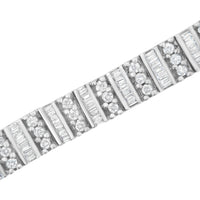 14K White Gold 4 7/8 cttw Baguette & Round Brilliant-Cut Diamond Channel- & Prong-Set Tennis Bracelet (I-J Color, I1-I2 Clarity) - Size 7.25"
