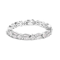 14K White Gold 8 5/8ct Cttw Princess and Baguette Diamond Geometric Twist Link Bracelet (G-H Color, VS1-VS2 Clarity) - 7"