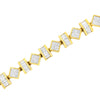 14K Yellow Gold 7.50 Cttw Princess and Baguette Diamond Geometric Link Bracelet