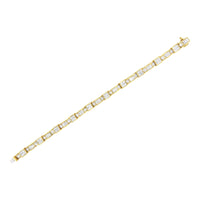14K Yellow Gold 7.0 Cttw Baguette Cut Diamond Alternating Box and Wave Link Bracelet (G-H Color, VS1-VS2 Clarity) - 7" Inches