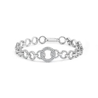 .925 Sterling Silver 1.00 Cttw Diamond Interlinking Open Circle Link Bracelet