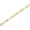 10K Yellow and White Gold 2.00 cttw Round and Baguette-Cut Diamond Link Bracelet (I-J Color, I2-I3 Clarity) - Size 7.25"