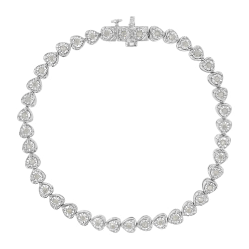 .925 Sterling Silver 1.0 Cttw Miracle Set Diamond Heart-Link 7" Tennis Bracelet (I-J Color, I2-I3 Clarity)