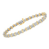 Two-Tone 10K Yellow Gold over .925 Sterling Silver 1.0 Cttw Diamond S-Curve Link Miracle-Set Tennis Bracelet (I-J Color, I3 Clarity) - 7"