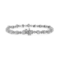 .925 Sterling Silver 1.0 Cttw Diamond Swirl Beaded Link Bracelet (I-J Color, I3-Promo Clarity) - 7.25" Inches