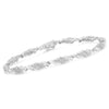 .925 Sterling Silver 1-1/2 Cttw Round and Baguette Cut Diamond Wave Link Bracelet (I-J Color, I2-I3 Clarity) - 7"