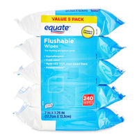 Equate Fresh Scent Flushable Wipes, 5 Resealable Packs (240 Total Wipes) EasyOptionXY LLC