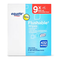 Equate Fresh Scent Flushable Wipes, 9 Resealable Packs of 48 Wipes (432 Total Wipes) EasyOptionXY LLC