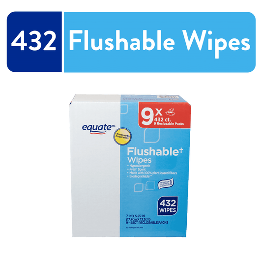 Equate Fresh Scent Flushable Wipes, 9 Resealable Packs of 48 Wipes (432 Total Wipes) EasyOptionXY LLC