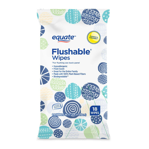 Equate Fresh Scent Flushable Wipes Travel Pack, 18 Total Wipes EasyOptionXY LLC