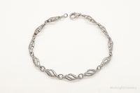 Designer JWBR Single Diamond Linked Sterling Silver Bracelet