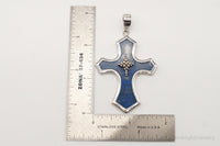 Designer Whitney Kelly Large Lapis Lazuli Cross Sterling Silver Pendant