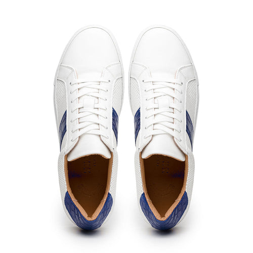 61-101-NVY OLYMPIAS Italian Calfskin and Crocodile Stripe, Navy