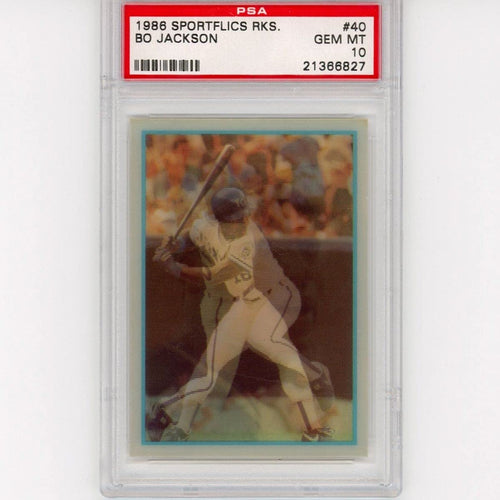 Graded 1986 Sportflics Bo Jackson #40 Rookie RC Baseball Card PSA 10 Gem Mint