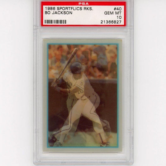 Graded 1986 Sportflics Bo Jackson #40 Rookie RC Baseball Card PSA 10 Gem Mint