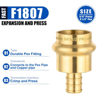30 Pcs 3/4" Press x 1/2" PEX Crimp Brass Adapter (Lead Free)