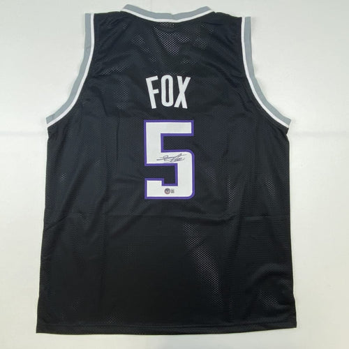 Autographed/Signed De'Aaron Fox Sacramento Black Basketball Jersey Beckett BAS COA