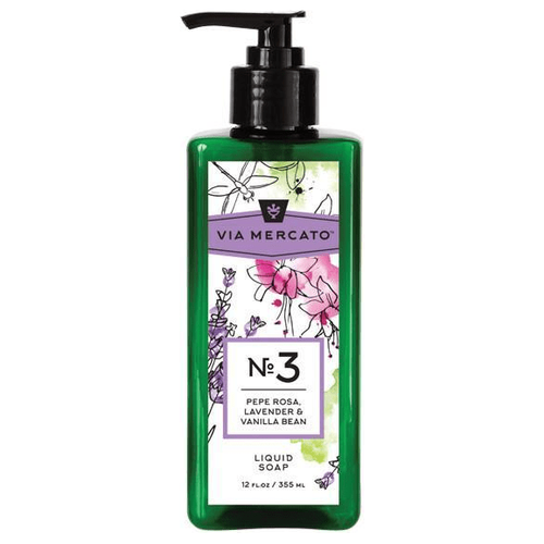 Via Mercato Nro. 3 Liquid Soap (Pepe Rosa, Lavender & Vanilla Bean) 12oz