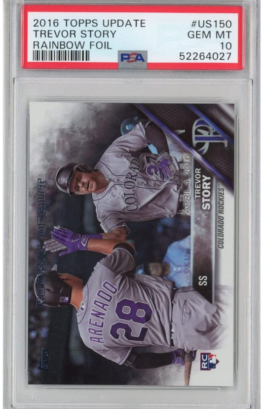 Graded 2016 Topps Update Trevor Story #US150 Rainbow Foil Rookie RC Baseball Card PSA 10 Gem Mint